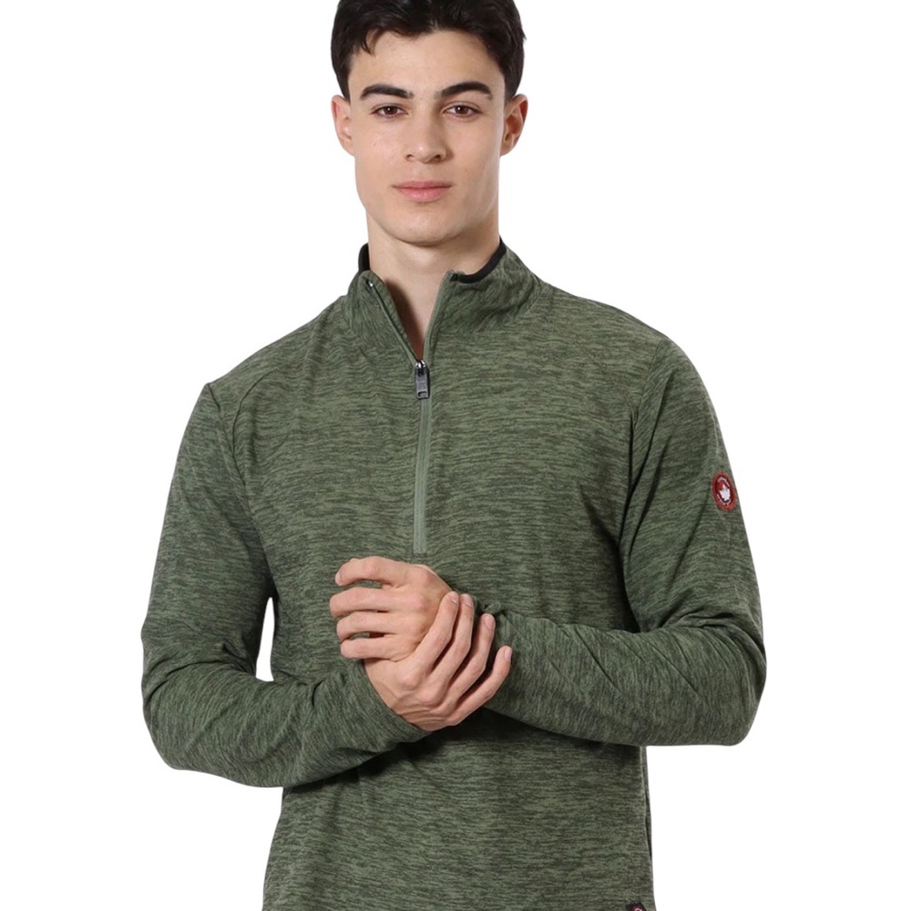 Canada Weather Gear Basic 1/4 Zip Long Sleeve Top - Olive Large Never Worn